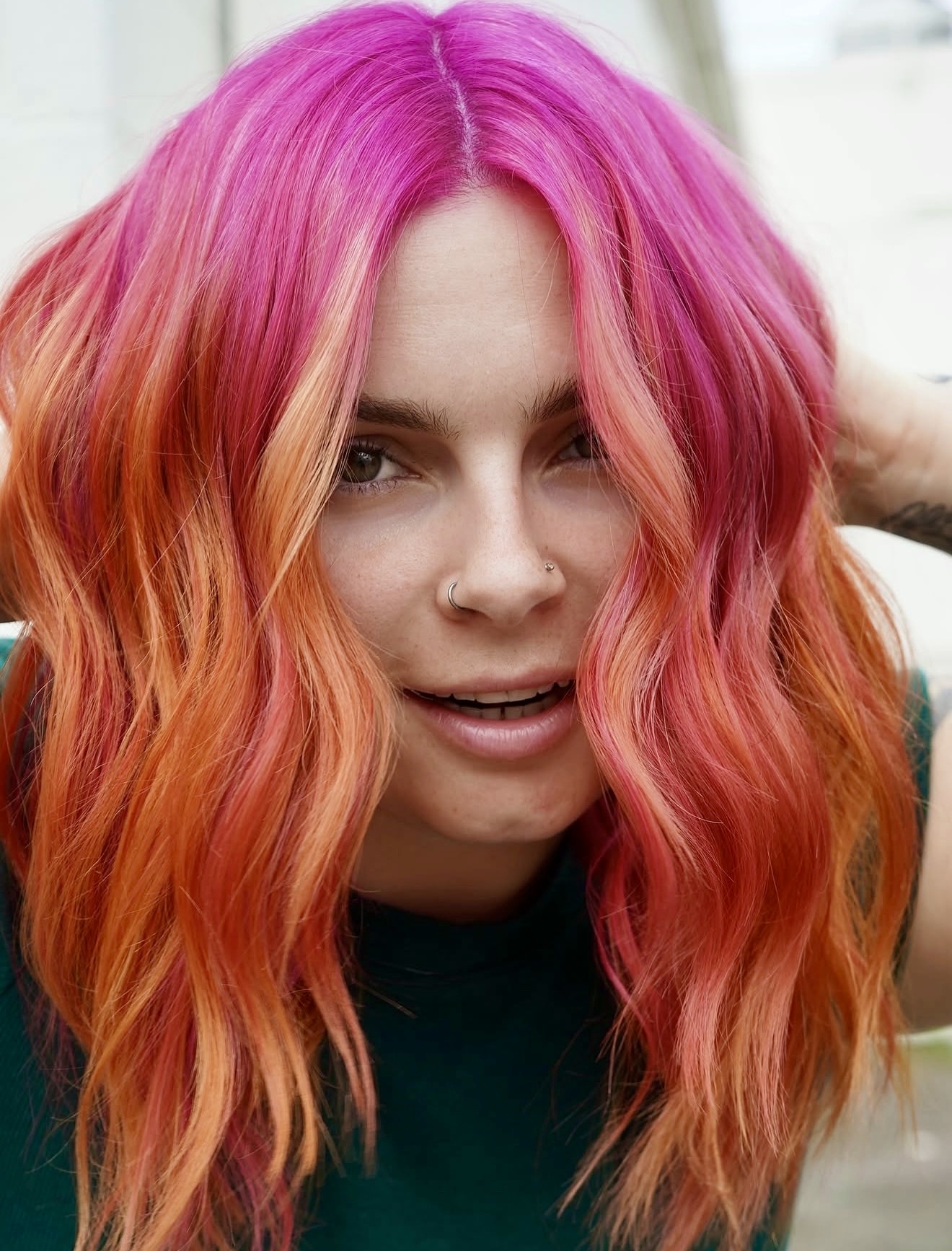 Vibrant Magenta And Sunset Orange Ombre Waves