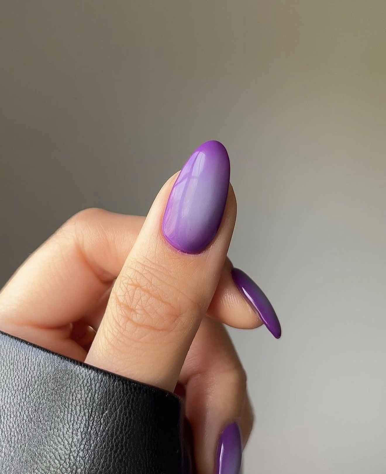 Vibrant Purple Aura Gradient Almond Nails