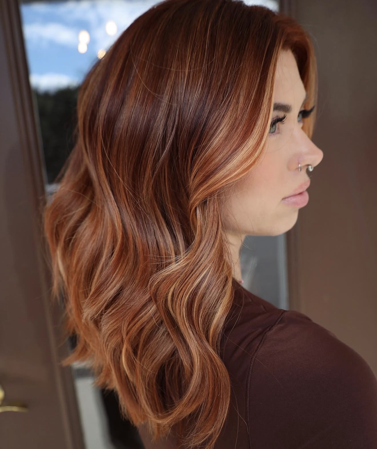 Warm Amber Balayage With Loose Hollywood Waves