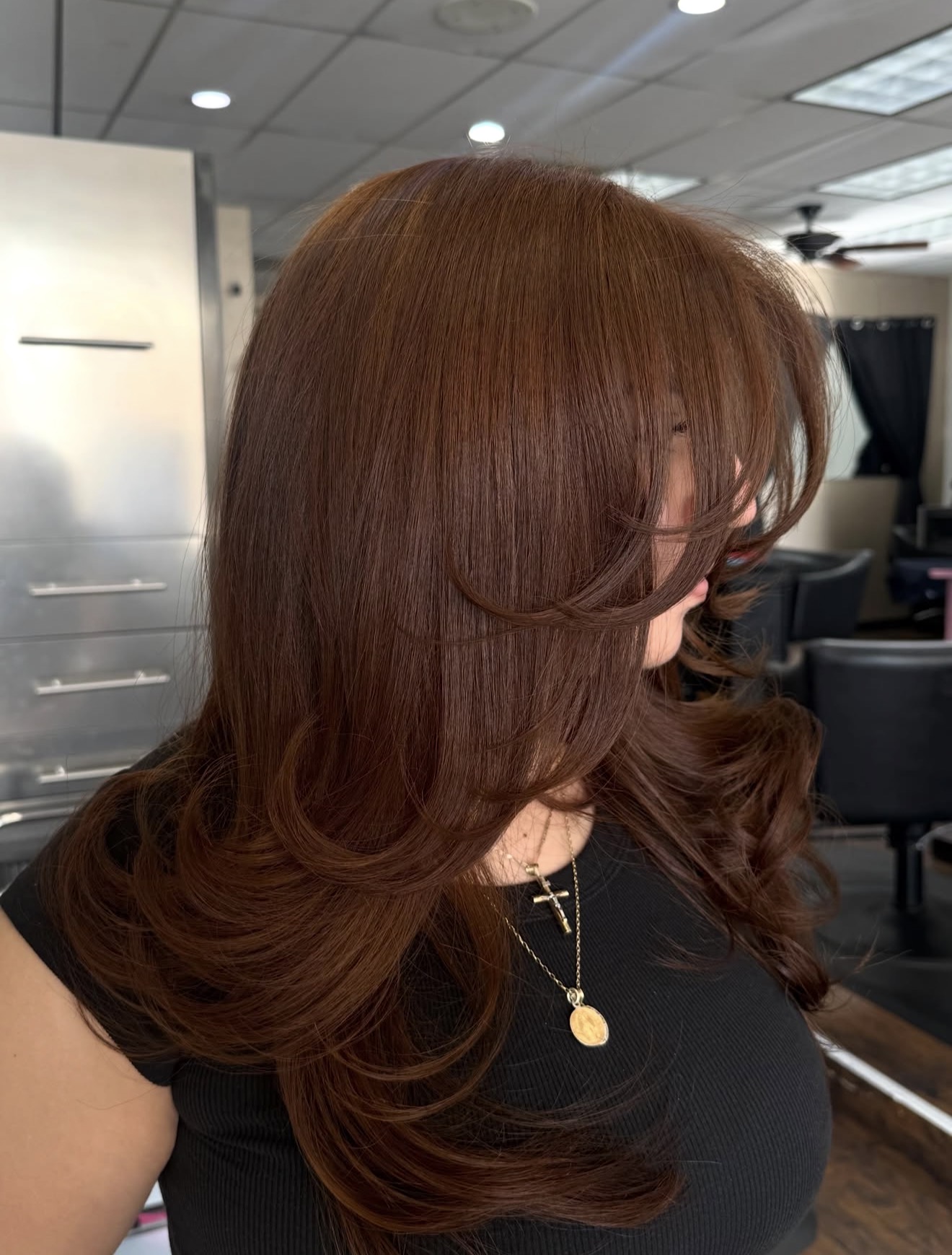 Warm Auburn Layers With Face Framing