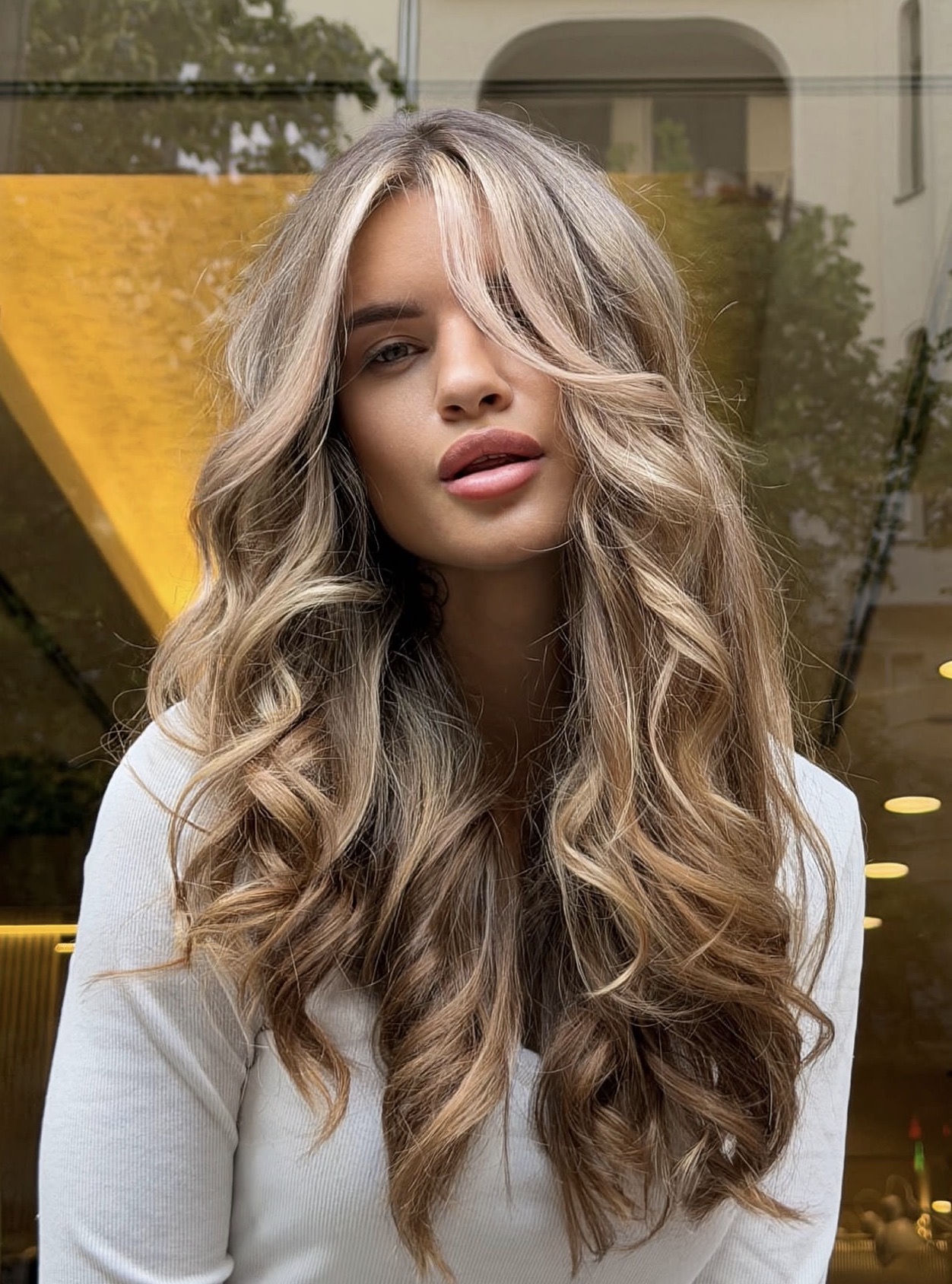 Warm Beige Balayage With Soft Flowing Waves