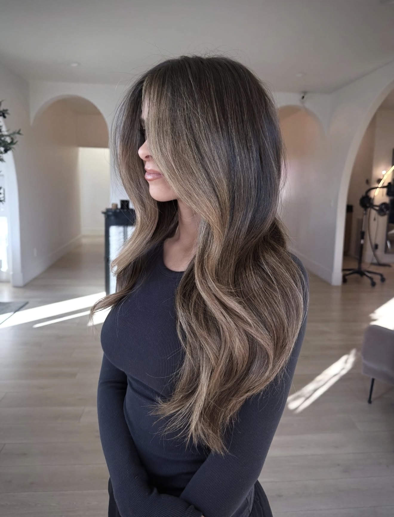 Warm Bronde Balayage With Soft Waves