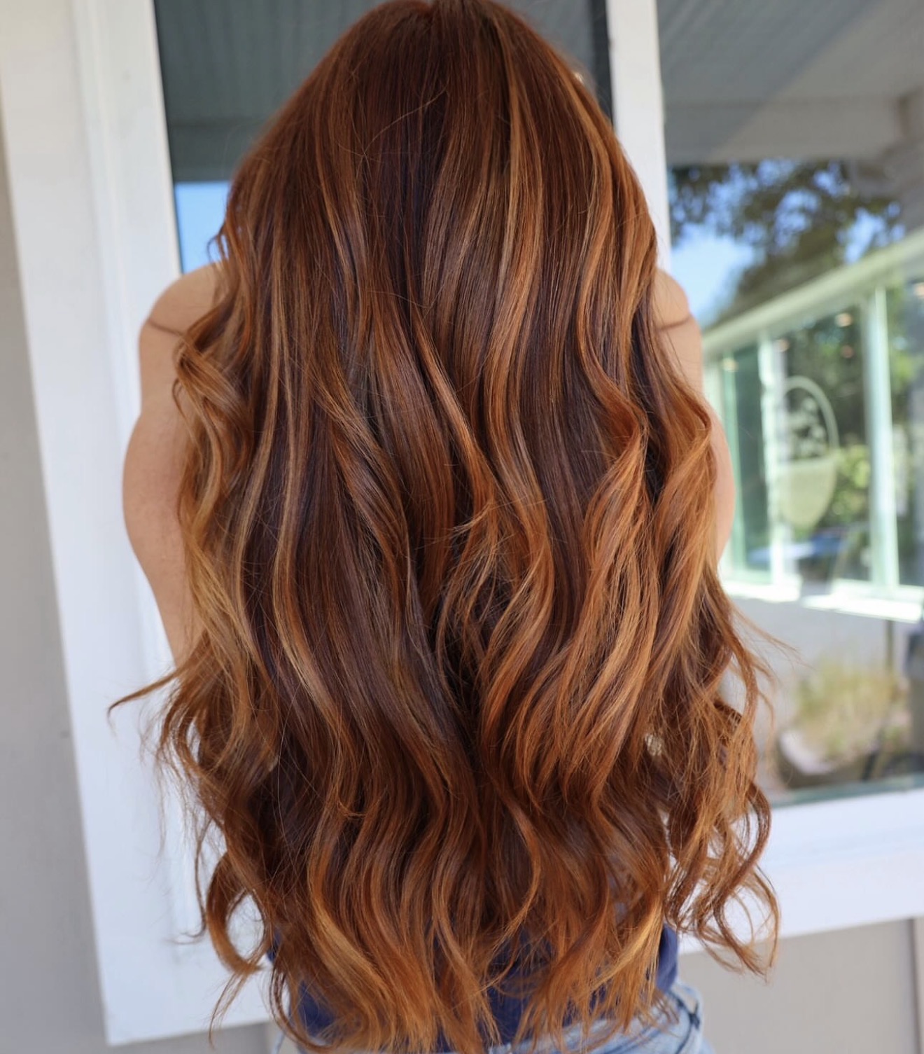 Warm Copper Chestnut Balayage Waves