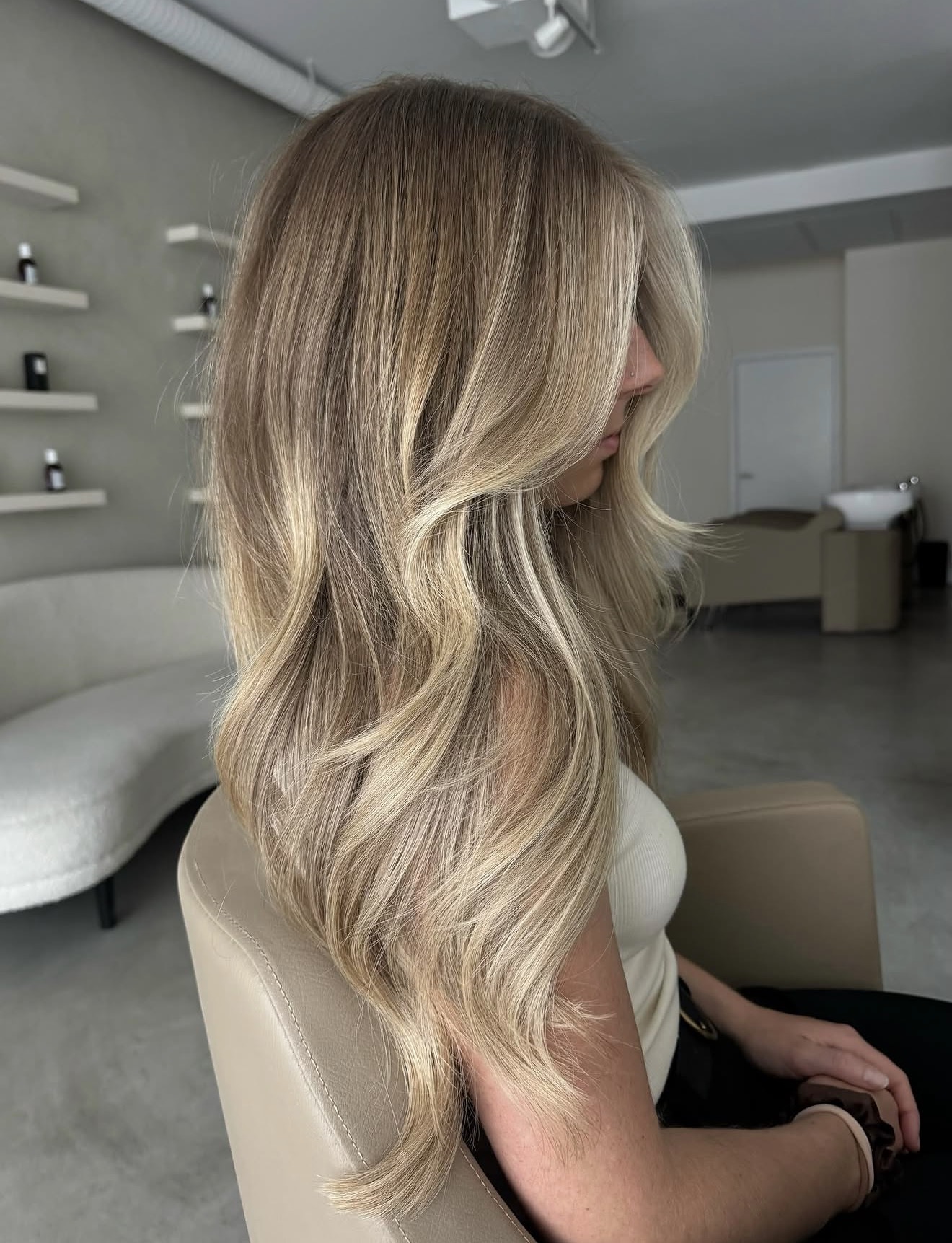 Warm Honey Blonde Balayage With Loose Waves