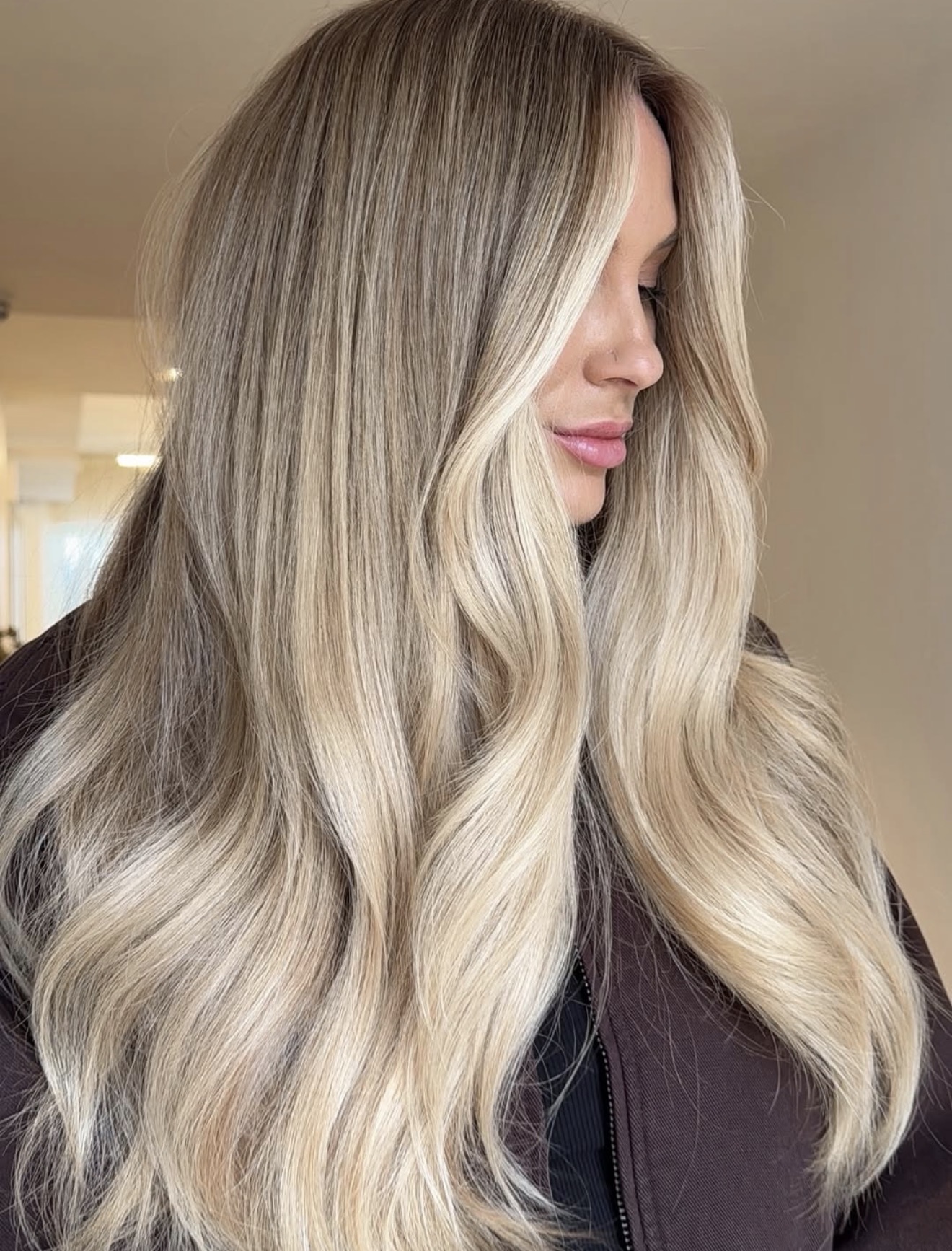 Warm Toffee Balayage With Loose Waves